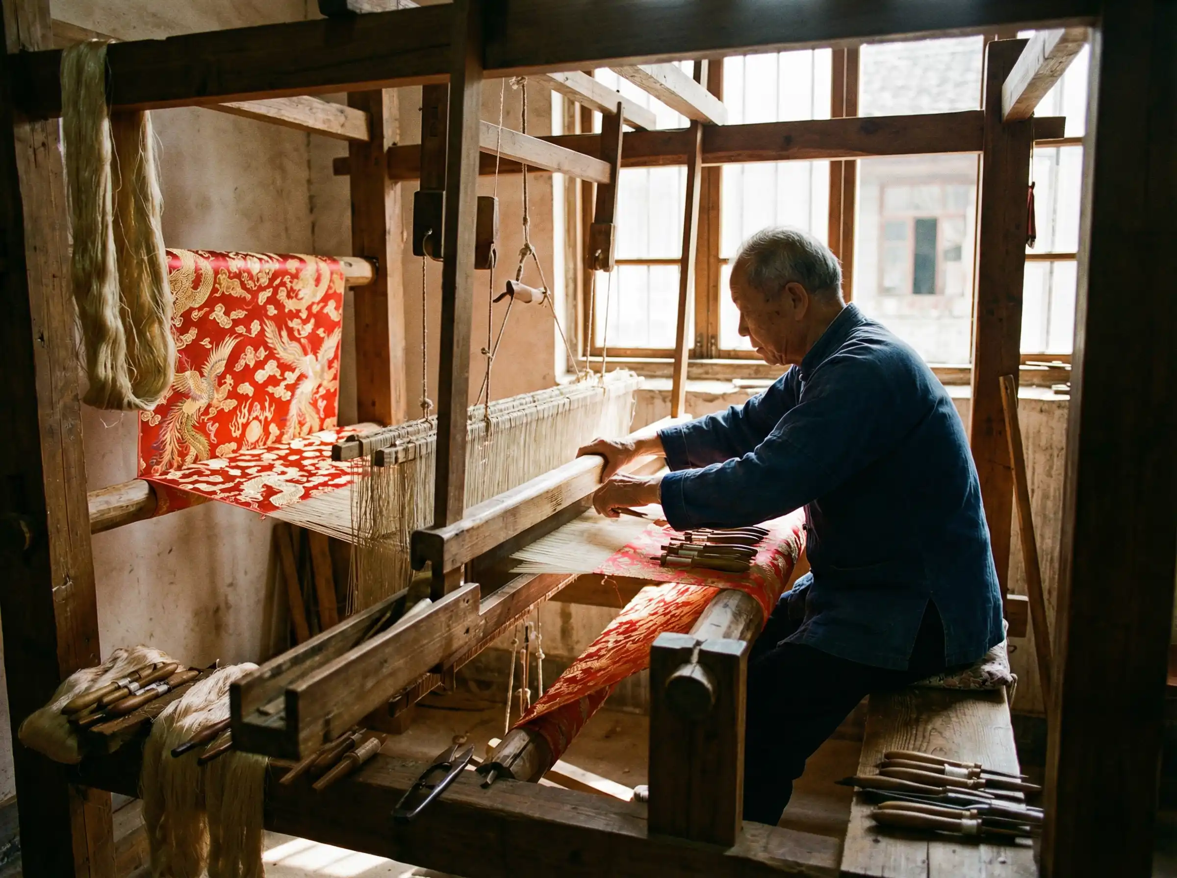 国产精品 丝绸织造非遗技艺展示